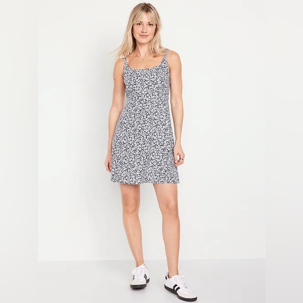 Old Navy Fit & Flare Crepe Mini Dress Women XL Blue Floral